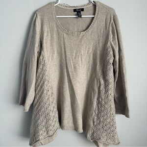 XL 1x beige / brown 3/4 sleeve sweater style&co tunic shark but top 1xl women’s